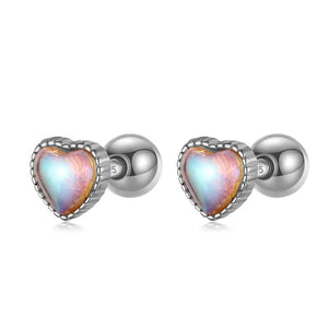Trustdavis 925 Silver Romantic Heart Stud Earrings Wedding Jewelry