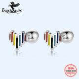 Trustdavis 925 Silver Romantic Heart Stud Earrings Wedding Jewelry