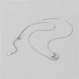 Trustdavis 925 Silver Double Heart Clavicle Necklace Women Wedding Gift