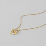 Trustdavis 925 Silver Double Heart Clavicle Necklace Women Wedding Gift