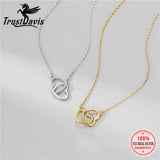 Trustdavis 925 Silver Double Heart Clavicle Necklace Women Wedding Gift