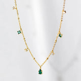 Trustdavis 925 Silver Sweet Square Green CZ Necklace For Women Wedding