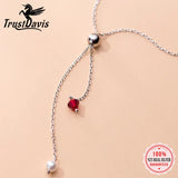Trustdavis 925 Silver Tassel Pearl Crystal Clavicle Necklace Wedding Jewelry