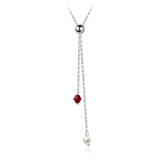 Trustdavis 925 Silver Tassel Pearl Crystal Clavicle Necklace Wedding Jewelry