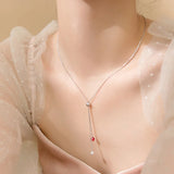 Trustdavis 925 Silver Tassel Pearl Crystal Clavicle Necklace Wedding Jewelry