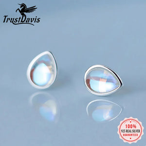 Trustdavis 925 Silver Water Drop Charm Stud Earrings Wedding Jewelry