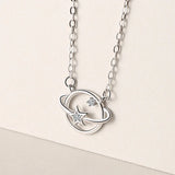 Trustdavis 925 Silver Universe Planet CZ Pendant Necklace for Women