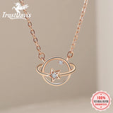 Trustdavis 925 Silver Universe Planet CZ Pendant Necklace for Women