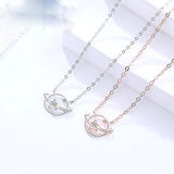 Trustdavis 925 Silver Universe Planet CZ Pendant Necklace for Women