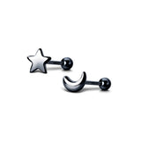 Trustdavis 925 Silver Star Moon Stud Earrings Mini Jewelry
