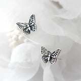 Trustdavis 925 Silver Butterfly Stud Earrings Women Wedding Party S925 Jewelry