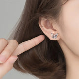 Trustdavis 925 Silver Butterfly Stud Earrings Women Wedding Party S925 Jewelry