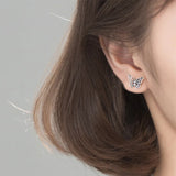 Trustdavis 925 Silver Butterfly Stud Earrings Women Wedding Party S925 Jewelry
