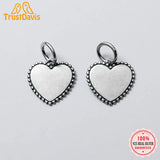 Trustdavis Real 925 Thai Silver Heart Love Charm Pendant DIY Accessories