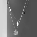 Trustdavis 925 Silver Cross Coin Pendant Necklace For Women