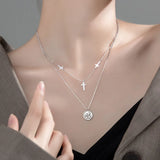 Trustdavis 925 Silver Cross Coin Pendant Necklace For Women