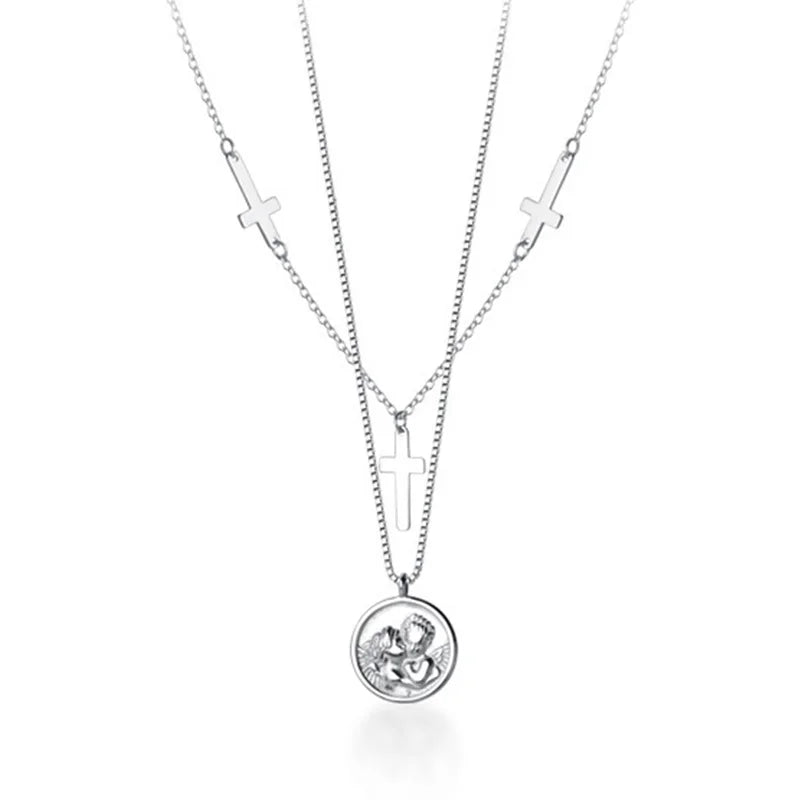 Trustdavis 925 Silver Cross Coin Pendant Necklace For Women