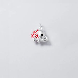 Trustdavis S999 Sterling Silver 3D Red Elephant Charm Pendant