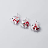 Trustdavis S999 Sterling Silver 3D Red Elephant Charm Pendant