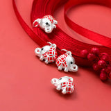 Trustdavis S999 Sterling Silver 3D Red Elephant Charm Pendant