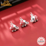 Trustdavis S999 Sterling Silver 3D Red Elephant Charm Pendant