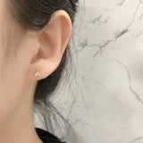 Trustdavis Silver CZ Triangle Round Stud Earrings For Women