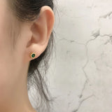 Trustdavis Silver CZ Triangle Round Stud Earrings For Women