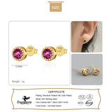 Trustdavis Silver CZ Triangle Round Stud Earrings For Women