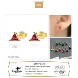 Trustdavis Silver CZ Triangle Round Stud Earrings For Women