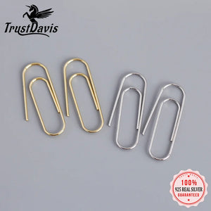 Trustdavis 925 Silver Paper Clip Pin Ear Hook Earrings