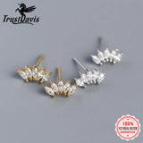 Trustdavis Real Sweet 925 Silver Zircon Horse Eye Stud Earrings Youth Jewelry