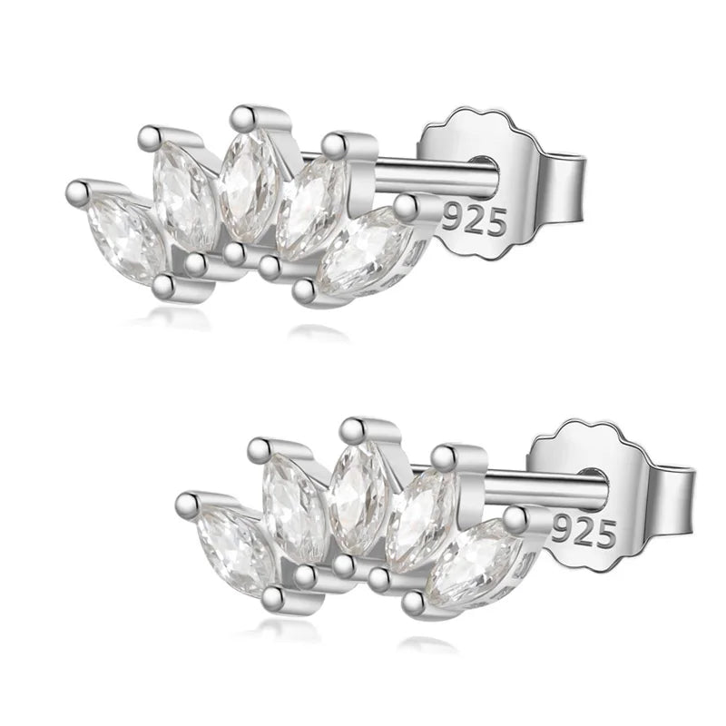 Trustdavis Real Sweet 925 Silver Zircon Horse Eye Stud Earrings Youth Jewelry