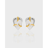 Trustdavis 925 Sterling Silver Earings Geometric Love Heart Earring for Women