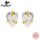 Trustdavis 925 Sterling Silver Earings Geometric Love Heart Earring for Women