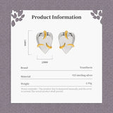 Trustdavis 925 Sterling Silver Earings Geometric Love Heart Earring for Women