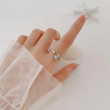 Trustsdavis 925 Silver Sea Shells Cocktail Opening Ring Women Wedding Jewelry