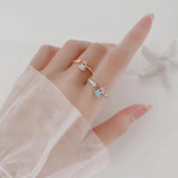 Trustsdavis 925 Silver Sea Shells Cocktail Opening Ring Women Wedding Jewelry