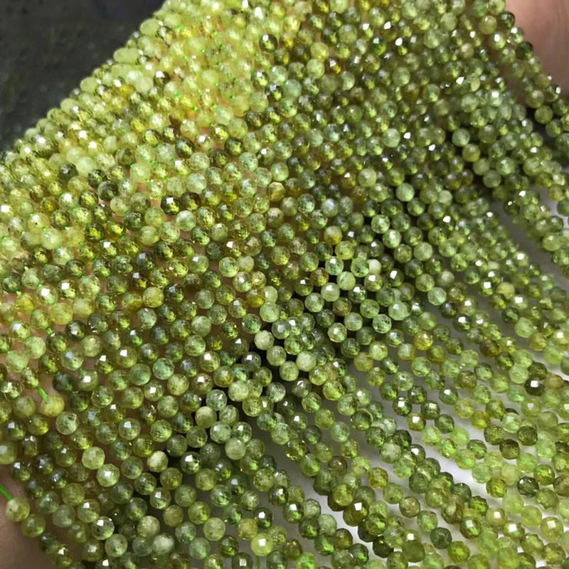 Tsavorite 2mm 3mm Faceted Round Gemstone Beads 15inch