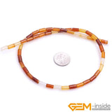 Yellow Carnelian Tube Shape Beads 15 Inches