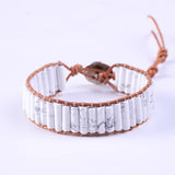 Howlite Leather Wrap Bracelet Bohemian Stone Strand