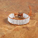 Howlite Leather Wrap Bracelet Bohemian Stone Strand