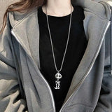 Hip Hop Cartoon Bear Pendant Necklace Stainless Steel Chain