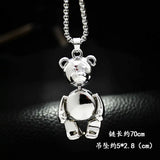 Hip Hop Cartoon Bear Pendant Necklace Stainless Steel Chain