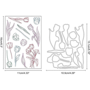 Tulip Cutting Dies and Stamps Set for Thanksgiving Card Making