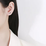 Tulip Earrings 925 Silver Flower Stud Earrings Crystal Piercing Jewelry