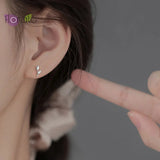 Tulip Earrings 925 Silver Flower Stud Earrings Crystal Piercing Jewelry