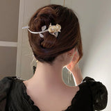 Opal Pearl Zircon Butterfly Hairpin Retro Style Girl Headdress