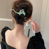Opal Pearl Zircon Butterfly Hairpin Retro Style Girl Headdress