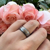 Tungsten 8mm Infinity Engraved Wedding Band Polished Comfort Fit