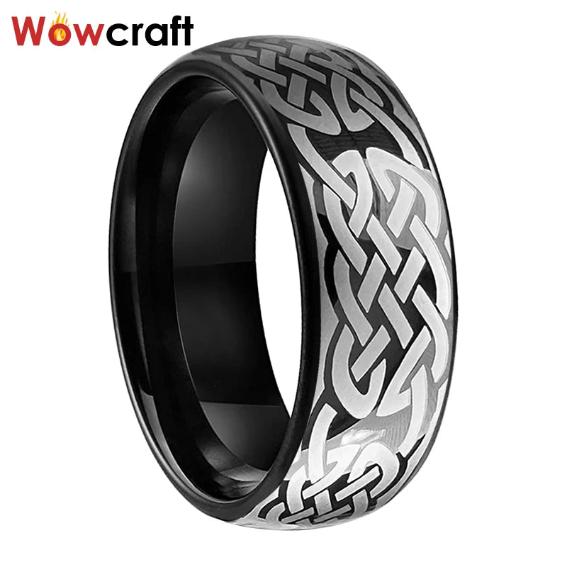 Tungsten 8mm Infinity Engraved Wedding Band Polished Comfort Fit
